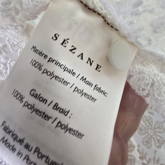 SÉZANE Cathy Guipure Embroidered White Lace Button Front Blouse NWOT - Picture 13 of 16